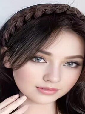 BRAIDED HEADBAND FRINGE BANG in Dark Brown
